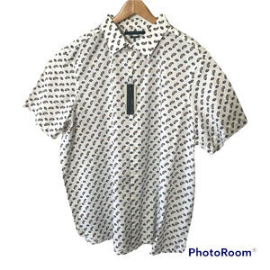 Perry Ellis Big Tall Mens Multi Color S/S Paisley Shirt Cotton Stretch XLT $79